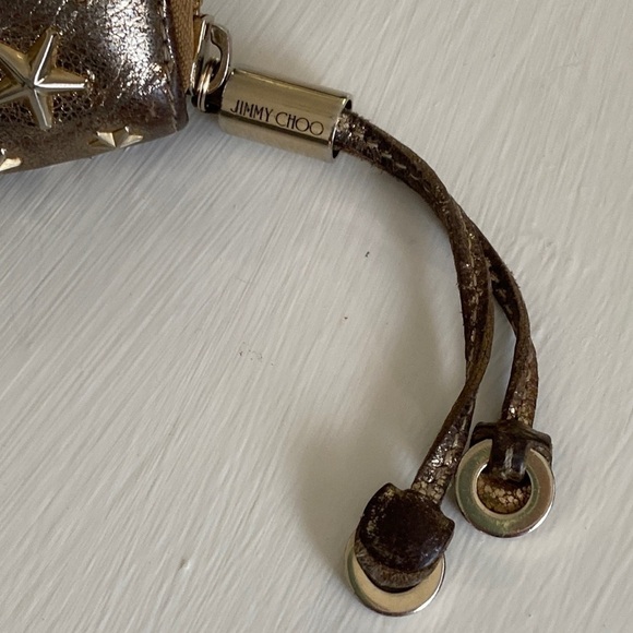 JIMMY CHOO FILIPA Gold Metallic Star Studded Spike Zip Wallet with Gift Box - Picture 8 of 17